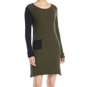 Lisa Todd Olive Green and Black Long Sleeve Knit Dress